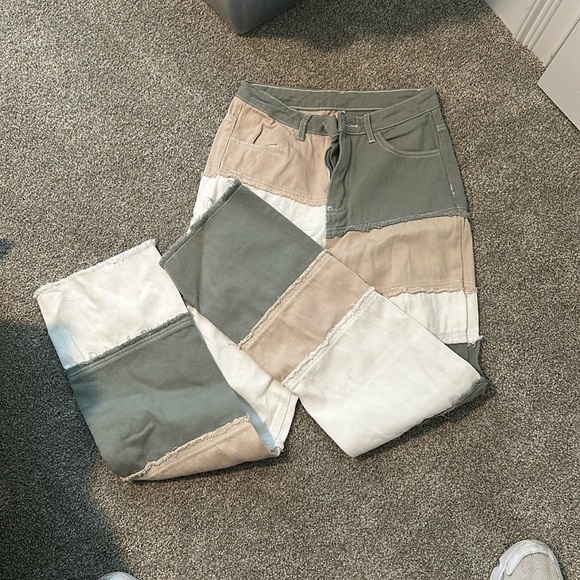 Patchwork Green Jeans - Picture 1 of 1